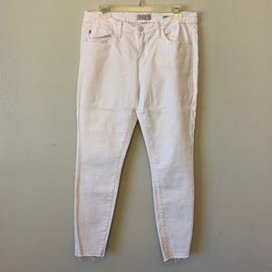 Frayed Hem White Skinny Jeans